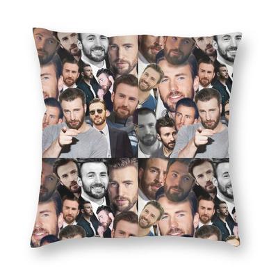 Chris Evans Collage Square Pillowcase Pillow Cover Cushion Throw Pillow for Home Bedroom Car