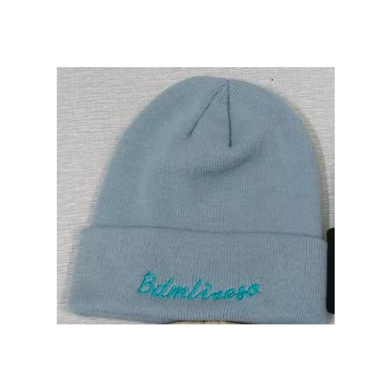

Knitted Hat For Women With Embroidered Letters Warm Winter Fashion Accessory For Casual Wear синий