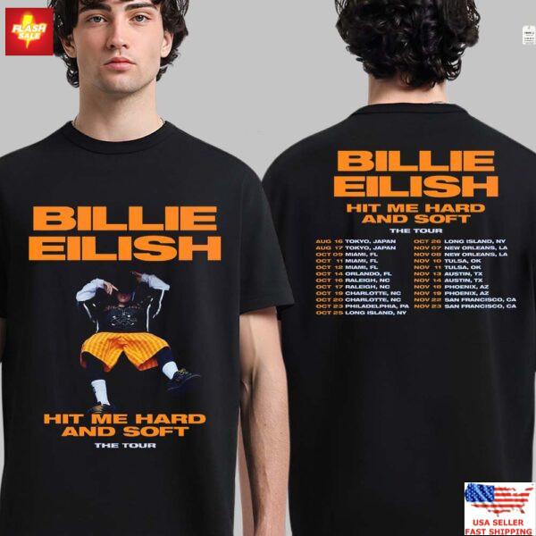 

New Apparel Billie Eilish Hit Me Hard and Soft Tour T-Shirt Concert Dates Tee Unisex T-Shirt S