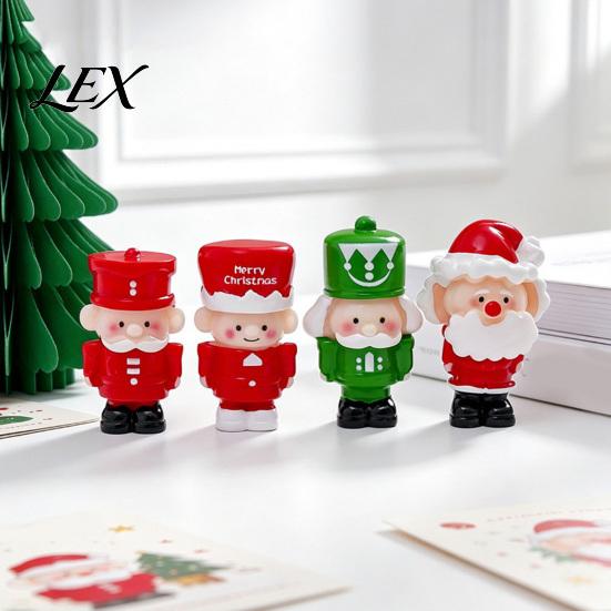 Winter Home Accents 2Pcs Mini Christmas Figurine, Cute Santa Claus Nutcracker Soldier Dolls, DIY Accessories Holiday Gift for Friends Micro Landscape