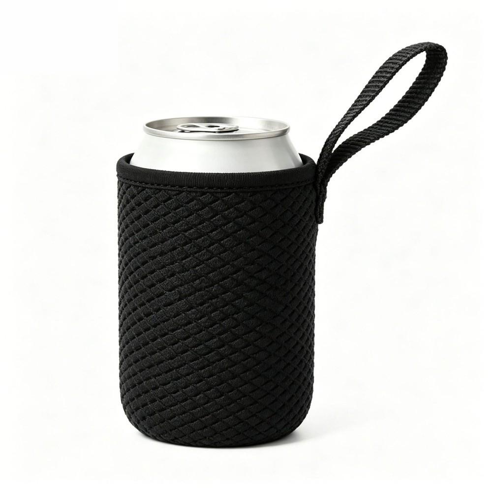 Insulated Can Sleeve Neoprene Bottle Sleeve Portable Can Cooler Insulated Sleeve Parties Black With Strap