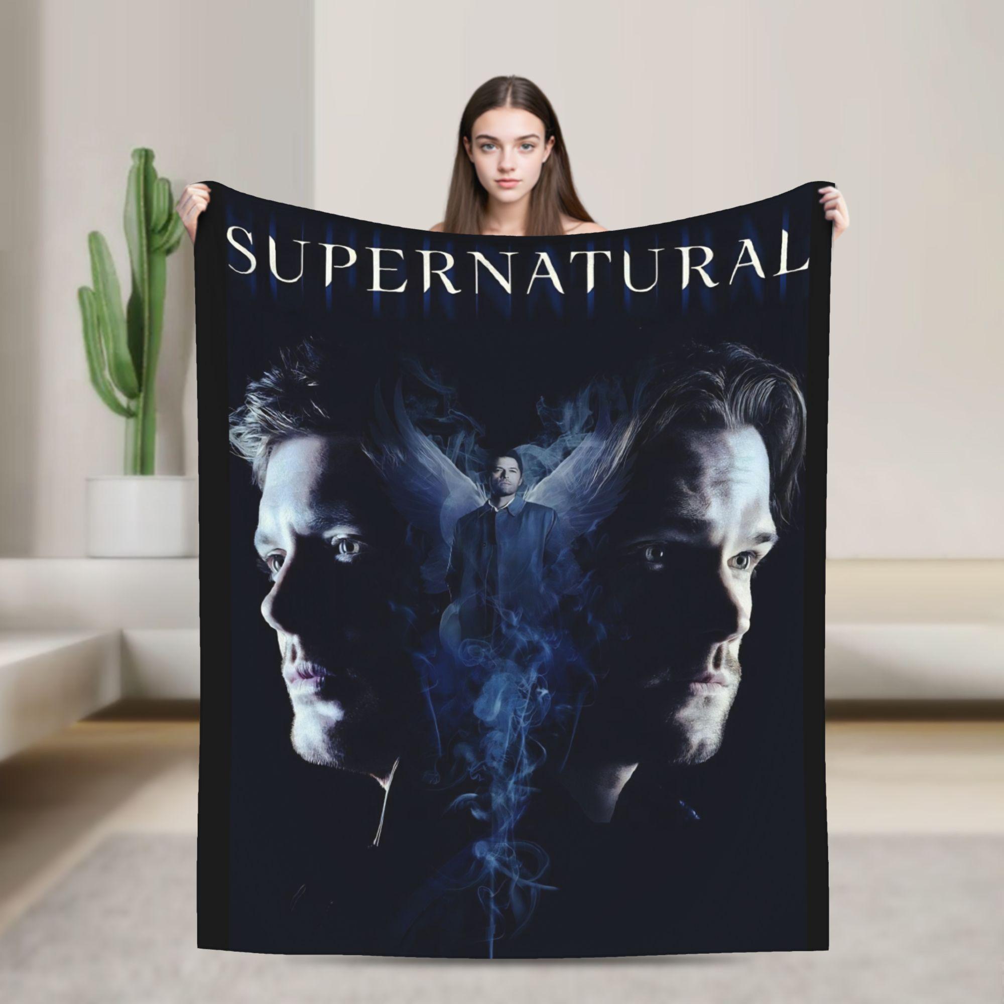 

Supernatural Knitted Blankets Dean Winchester Flannel Throw Blankets Air Conditioning Decoration Ultra-Soft Warm Bedspreads 75x90cm