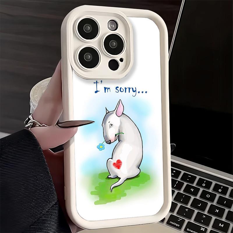 Phone Case for iPhone 17 Air 16E 15 16 Pro Max Bull Terrier Dog Cute Puppies Cover 14 Plus 13 12 Mini Soft Shell Silicone Fundas