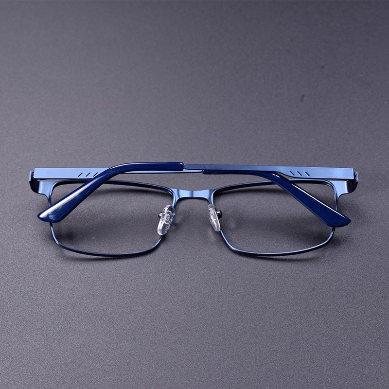Men Square Metal Large Frame Reading Glasses Blue Light Blocking Presbyopia Readers +1 25 To +2 25