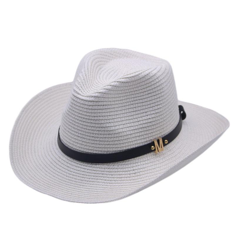 Cowboy Straw Hat With Wide Brim For Summer Outdoor Sunshade And Casual Wear