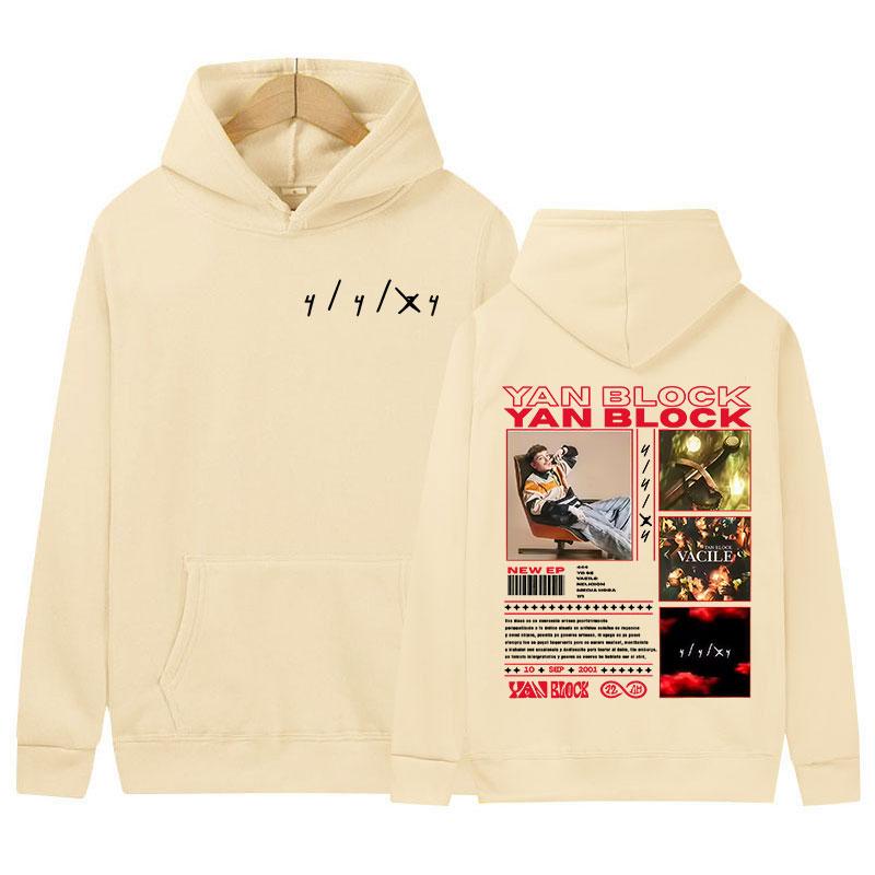Rapper Yan Block 2025 Album Grafik Hoodie Herren Vintage Übergroßer Fleece Pullover Sweatshirt Hip Hop Gothic Langarm Hoodies