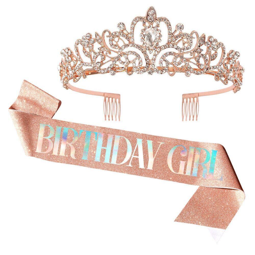 1/2set Birthday Shoulder Strap Crown Dress Up Set Birthday Queen/Girl Set Ceremony Shoulder Strap Party Decoration Supplies