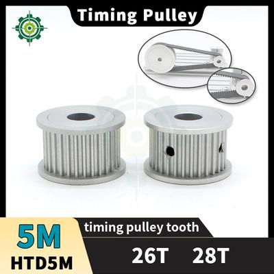 HTD5M Timing Pulley 26T 28T 5M Pulleys Keyway Inner Bore HTD5M Pulley Belt 26teeth 28teeth Synchronous Wheel HTD 5M Belt Pulley