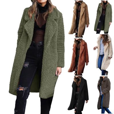 Womens Ladies Warm Artificial Wool Coat Jacket Lapel Winter Outerwear