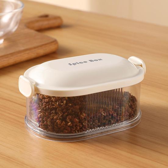 صندوق توابل واحد مزدوج الطبقة قابل للتكديس، ختم قوي محكم للماء وموفر للمساحة، صندوق توابل قابل للتكديس