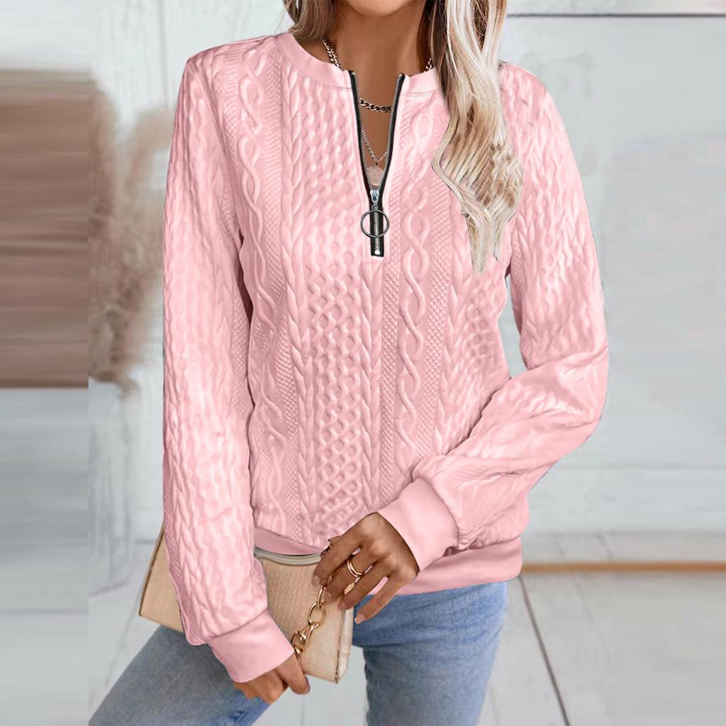 Dámská móda Dlouhý rukáv Jednobarevná Ležérní Límec Zip Dlouhý rukáv Mikina