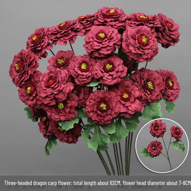 10-Piece Burgundy Floral Décor Set: Red-Toned Artificial Flowers, Mat, Aisle Runner, Wedding Decoration