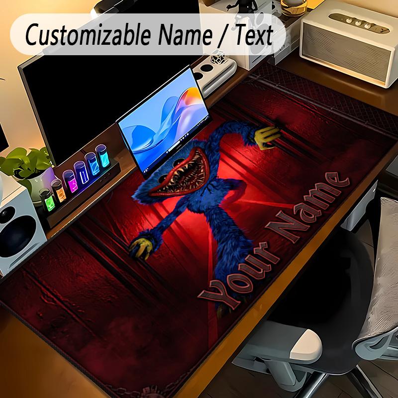 Grand Tapis de Souris Poppy Playtime Texte Personnalisé Tapis de Bureau Personnalisé Tapis de Jeu Antidérapant