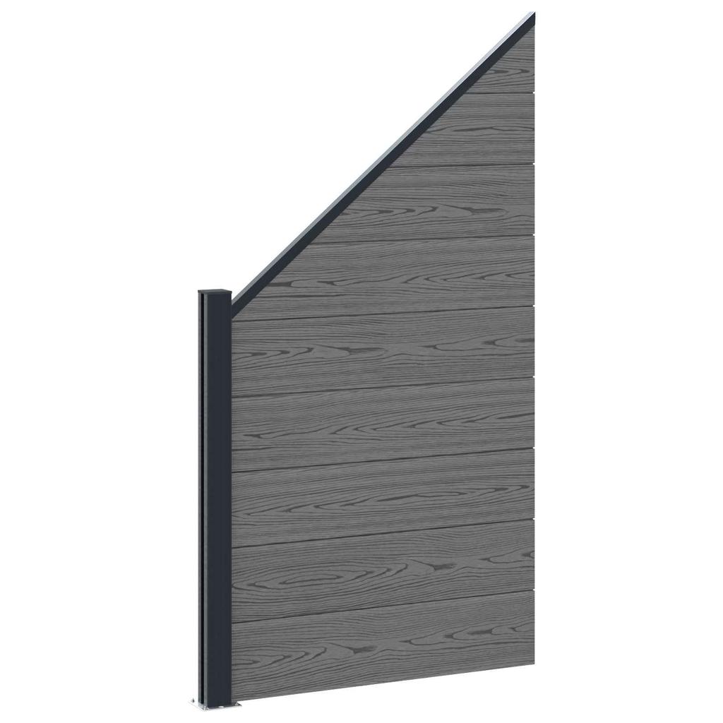 Fence Panel Set 10 Pcs WPC and Aluminum Gray