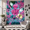 Tapeçaria de Parede com Nome e Texto Personalizados, Tapeçaria Decorativa Chainsaw Man Para Quarto