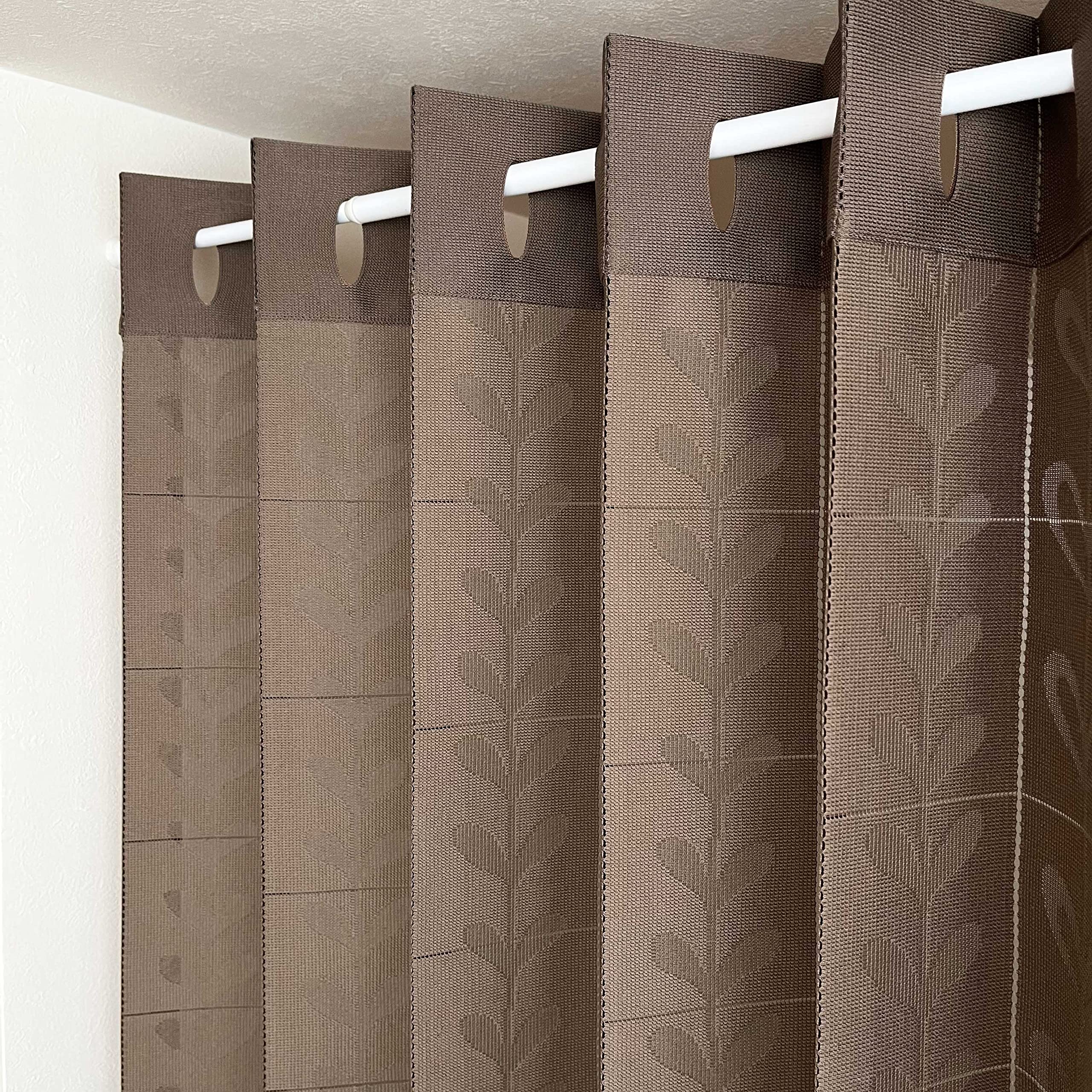 

Made in Accordion Room Adjustable 150cm Wide x 100cm Brown Japan, Flip-Up Curtains, Heat-Shielding, Insulating, Divider, Length, Long,