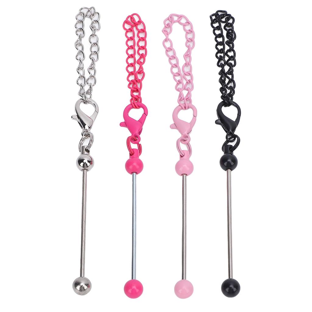 4 Stück Perlenanhänger Schlüsselanhänger Bar 12,5 cm Bunte Metall Perlenanhänger Schlüsselanhänger für Schlüssel Handtaschen Rucksäcke