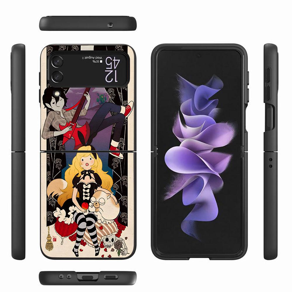 Adventure Fionna & Cake Time Case for Samsung Galaxy Z Flip4 Flip3 5G PC Hard Phone Shell Z Flip 4 3 Black Zflip4 Zflip3 Cover
