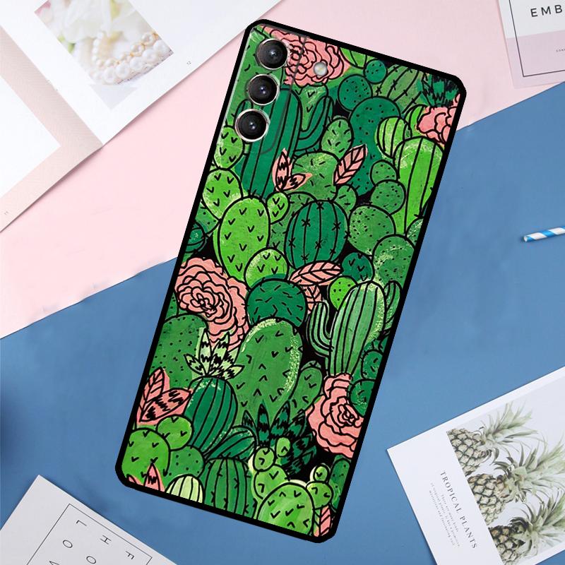 Cactus Pattern Case For Samsung Galaxy S25 Ultra S24 S23 S22 S21 Ultra S9 S10 Plus S23 FE S25 FE Back Cover
