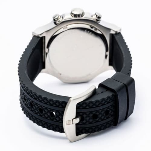 Authentic Salvatore Marra Wristwatch, SM23106-SSWHBK, 5 ATM Water Resistant, Chronograph, Date Display, Rubber Strap, SSWHBK