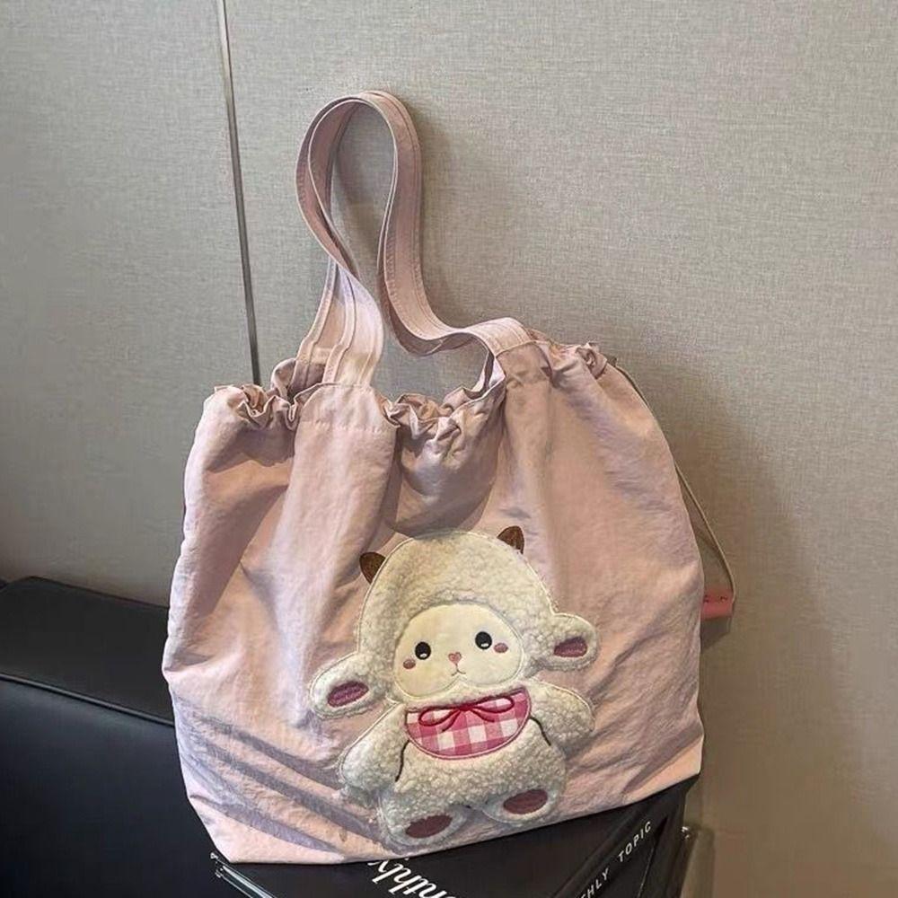 Versatile Sheep Printed Tote Bag Large Capacity Lightweight Shoulder Bag Handbag for Women Students Commuting Daily Use