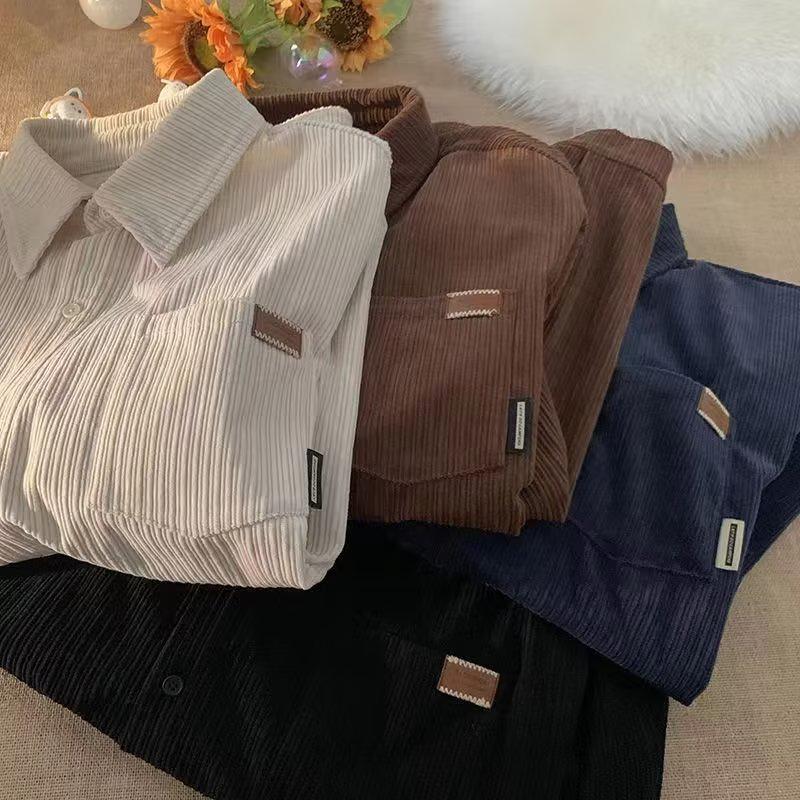 Unisex Corduroy Long-Sleeve Retro Casual Shirt Jacket for Autumn