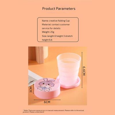 Creative Portable Folding Cup Cute Cartoon Telescopic Plastic Water Cup Outdoor Mouthwash Cup Travel Drinking Cup Kitchen Supply