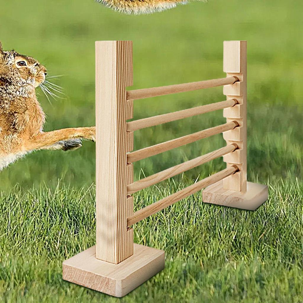 Kaninchen Sprungstange Holz Hase Agility-Ausrüstung Verstellbare Höhe Tier Sprungzaun Trainingsspielzeug Für Gehege Frettchen Chinchilla