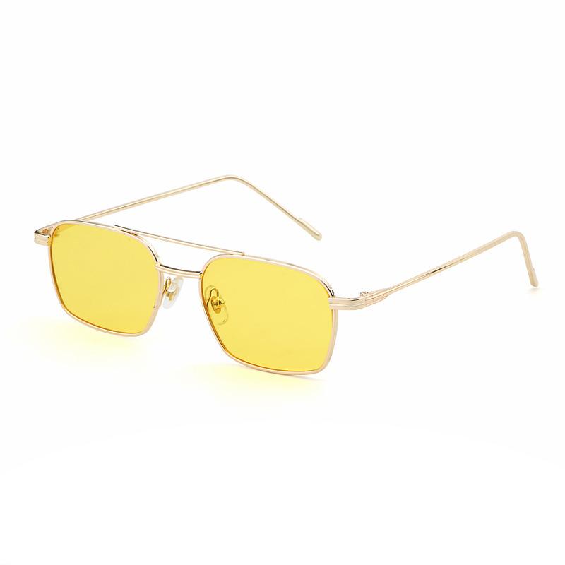 Men's metal sunglasses fashion double beam oval frame sunglasses outdoor driving UV protection new glasses