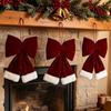 Red Velvet Christmas Bow and Pendant Ornament for Home Décor