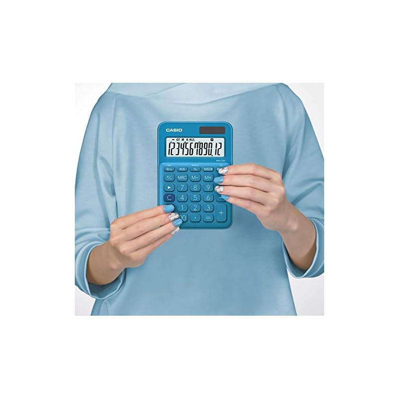 Casio Colorful Calculator, Lake Blue, 12-Digit, Mini Just Type MW-C20C-BU-N
