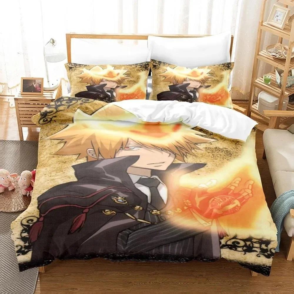 New 3D Anime HITMAN REBORN Bedding Set Printed Bed Set With Pillowcase Bed Duvet Cover Soft Single Double Queen Super King Size