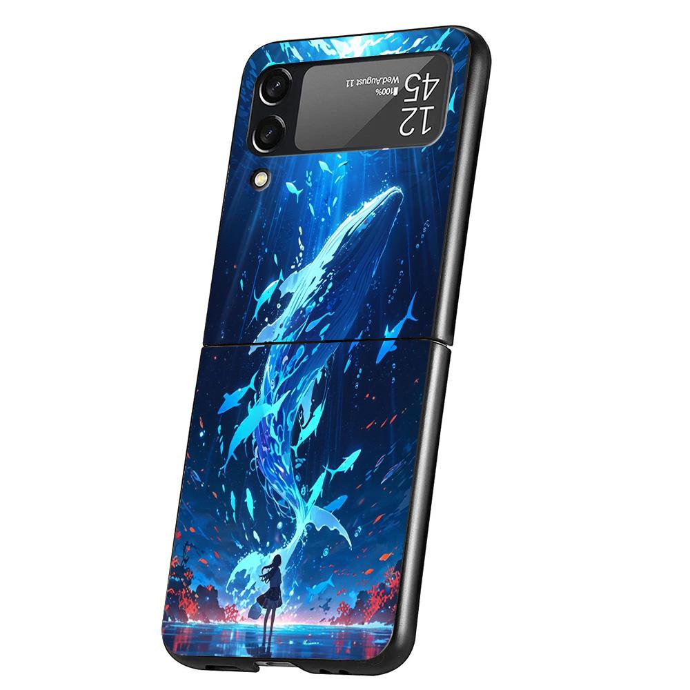 Humpback Whale Sea Giant Cover Phone Case For Samsung Galaxy Z Flip 7 6 5 4 3 5G Flip7 Flip6 Flip5 Flip4 Flip3 Black Fundas Shel