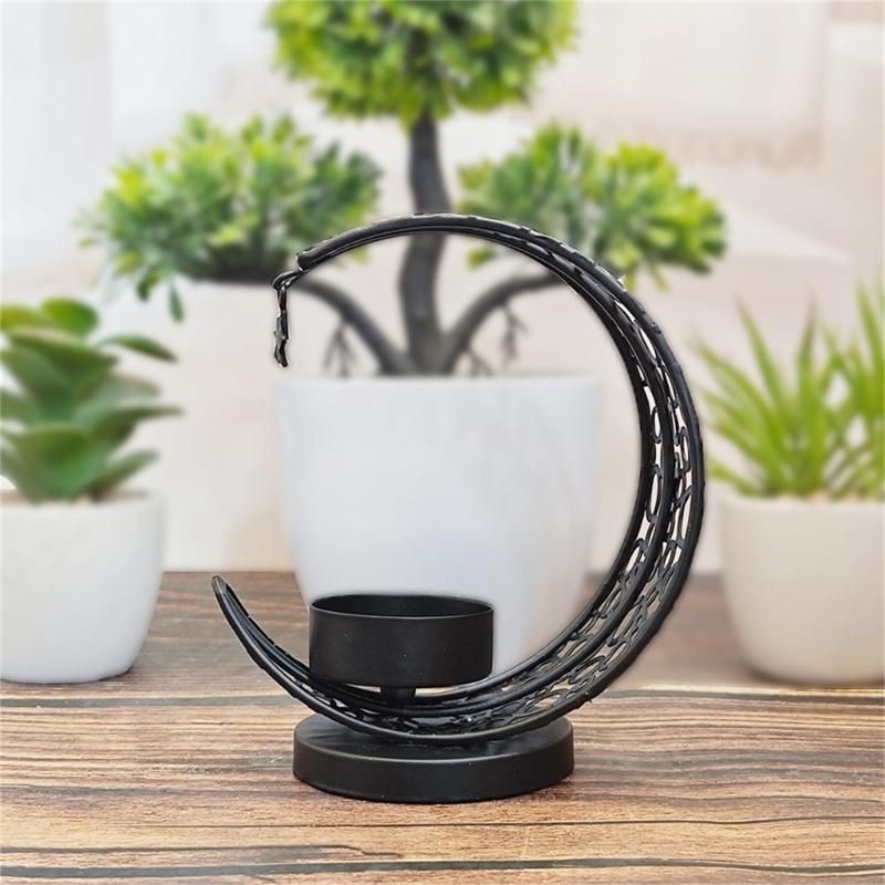 Metal Tealight Candle Holders for Eid Mubaraks Moon Shape Candle Stand Iron Candlestick Home and Parties Event Decors