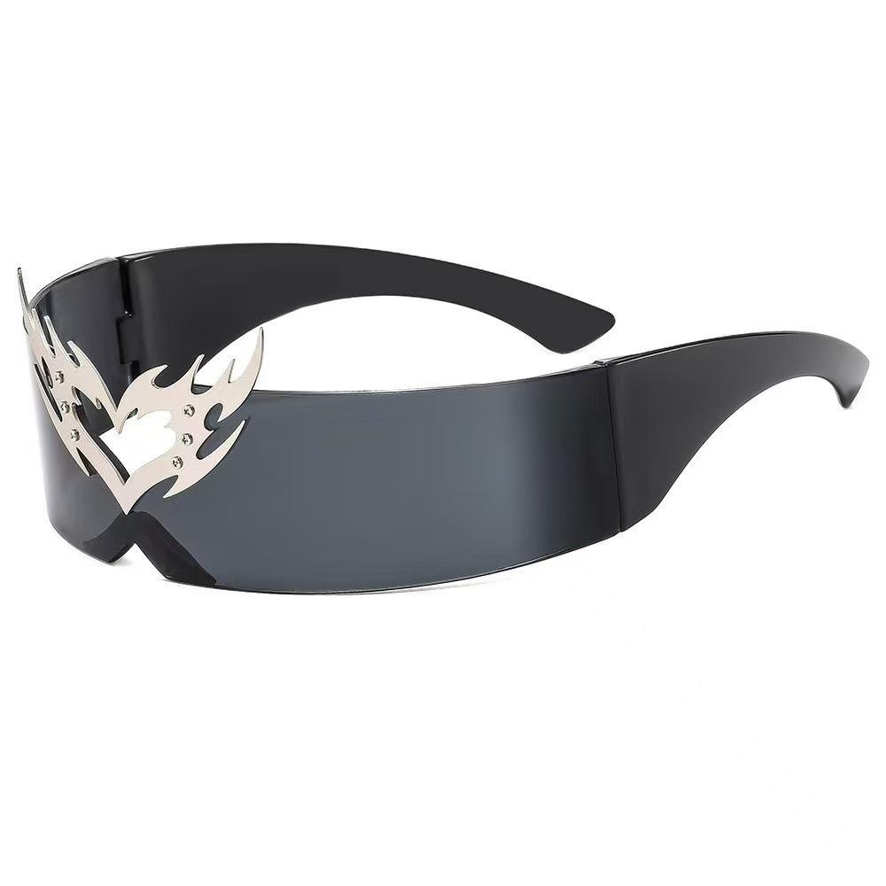 Trendy Rimless Metal Decorated Futuristic Sunglasses