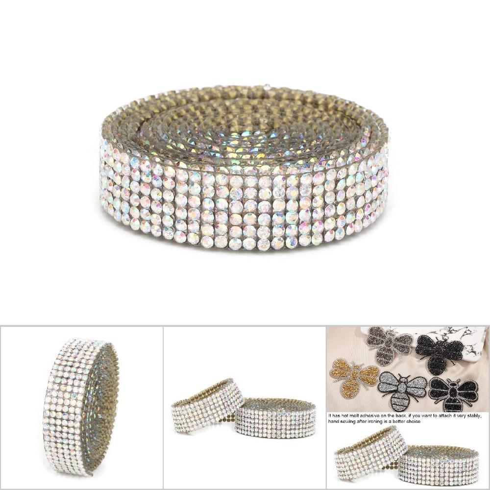 1pcs Self Adhesive Crystal Mesh Trim 6 Rows Rhinestone Banding Rhinestone Strips DIY Arts Crafts