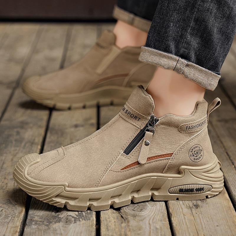 New winter retro leather brown high-top leather shoes sports soft-soled Martin boots