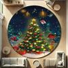 Vintage Christmas Print Round Mat, Stain Resistant Non-Slip Carpet for Dining Room, Retro Holiday Home Decor Rug