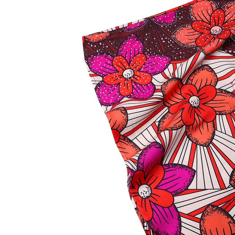 Women Round Neck Plus Size Ruffle Short Sleeve Floral Print Dresses