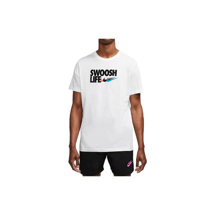 Nike Printing Alphabet Knit Sports Round Neck Short Sleeve White Men s DD9160-100 L