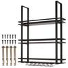 3 Tier Wall Mounted Bar Shelves Metal Hanging Wine Storage Rack Display with Glass Holder for Kitchen Dining Room Home Decor
