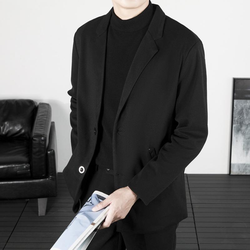 Men's Trendy Harajuku Long Sleeve Notch Lapel Casual Suit Coat for Autumn/Winter