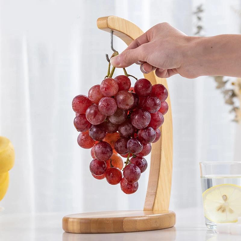 Banana Holder Tree Stand Hanger Rack Fruit Display Hook Wooden Banana Tree Hanger Sturdy Display with Hook for Fruit Storage
