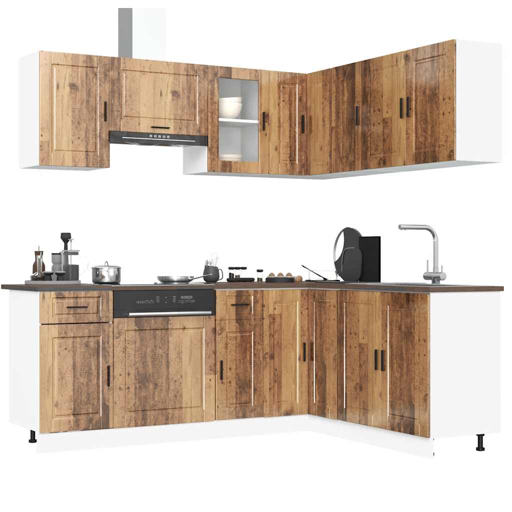 Küchenschrank-Set, Porto, 11-teilig, Altholz