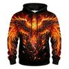 Erkek Ateş Anka Kuşu Alev Duman Tam Baskılı Kapüşonlu Sweatshirt Cadılar Bayramı Gotik Uzun Kollu Kazak Cosplay Partisi İçin