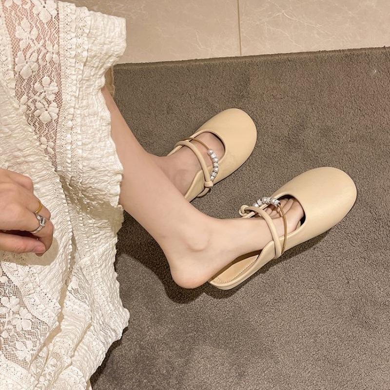 Baotou Half Slippers for Women Shoes Wearing Summer  New Korean Version Square Headed One Step Lazy Muller Sandals for Women
