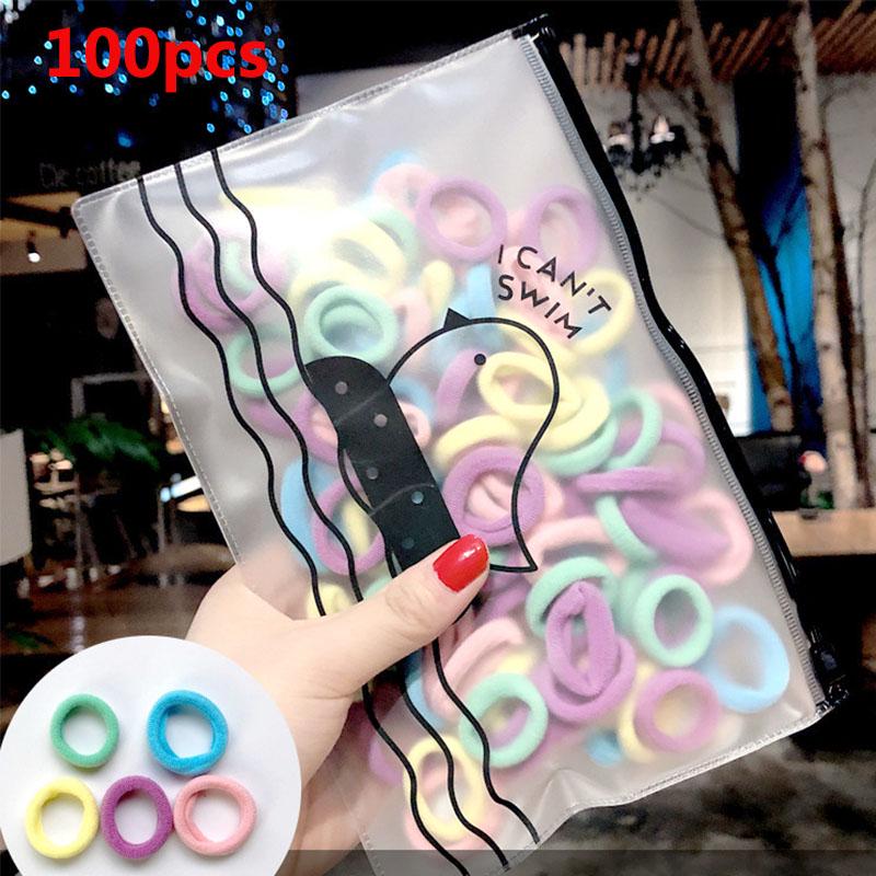 Elastische Haargummis Stirnband Klein Hohe Qualität Haaraccessoires Nylon 50/100 Stück/Set Beliebt Kinder Pferdeschwanzhalter Kinder Mädchen Bunte Perlen