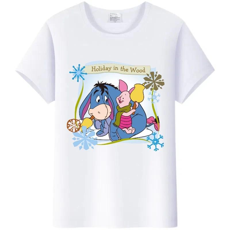 Y2K Tshirt Kawaii Clothes Tops Unisex Cartoon Winnie The Pooh Tigger Graphic T-shirt Summer Blouses White Tees