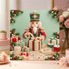 Framed Pearl Art DIY Kit with Christmas Nutcracker Pattern 3D Sparkling Bead Canvas Painting Handmade Holiday Gift for Home Decoration