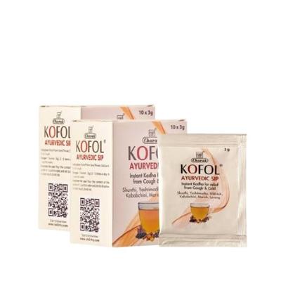 Kofol Instant Kadha Ayurvedic Sip for Quick Relief from Cough & Cold Traditional Ayurveda's Soothing Remedy | Pack of 2 X 30g